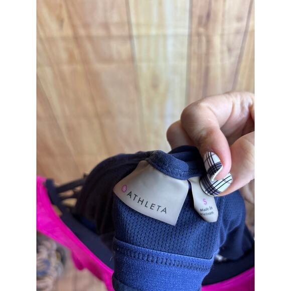 Athleta Sports Bra Tank Combo Fuschia and Navy Women's Size s - Picture 6 of 8